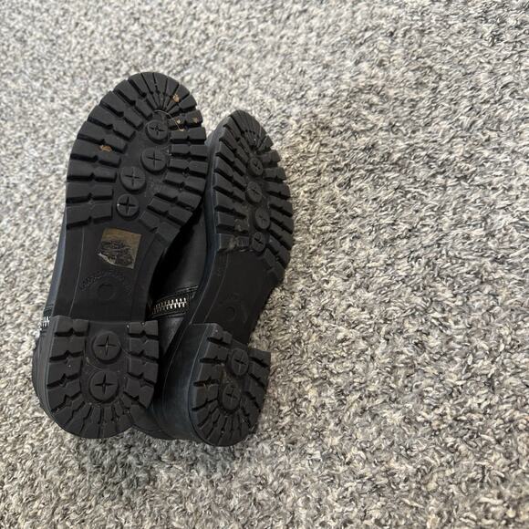 Lavorazione Artigiana Womens Ankle Boots 10 Black Leather Biker Combat Lug Sole - Picture 6 of 7